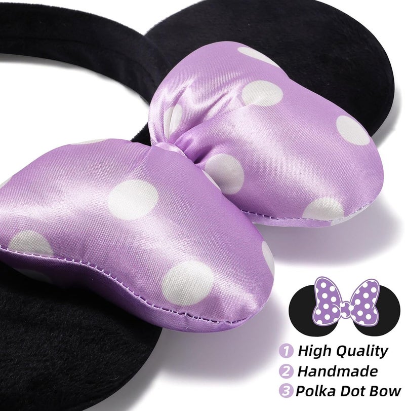 ODOCARE Store Handmade Mouse Ears Headband for Women and Ladies, Polka Dot Bow Minnie Ears Costume Accessories - Image 2